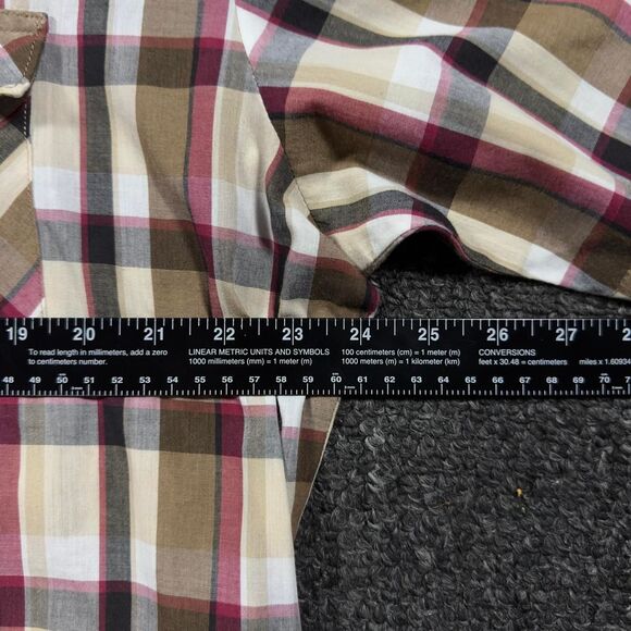 Wrangler Western Brown Plaid Pearl Snap Short Sleeve Shirt - Picture 4 of 5